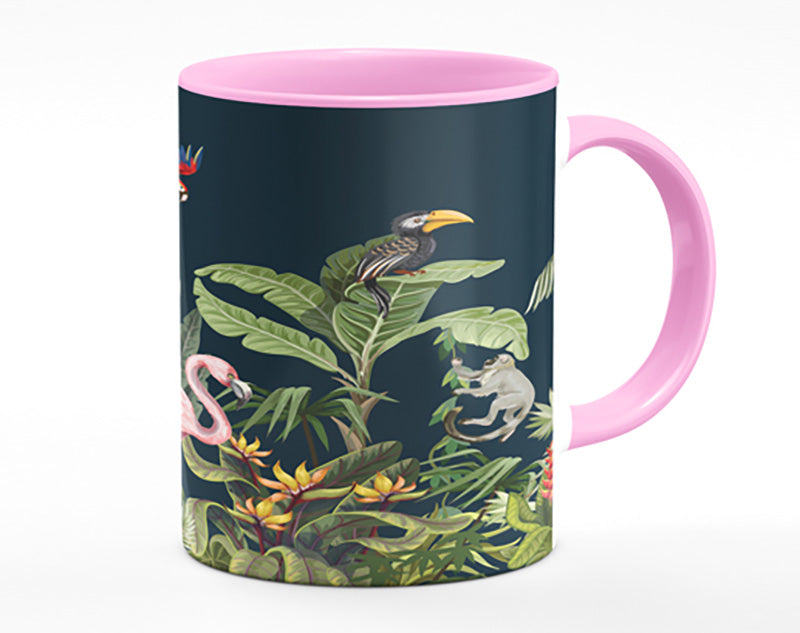 Jungle Paradise Animals Black Mug