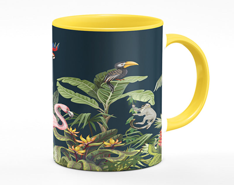 Jungle Paradise Animals Black Mug