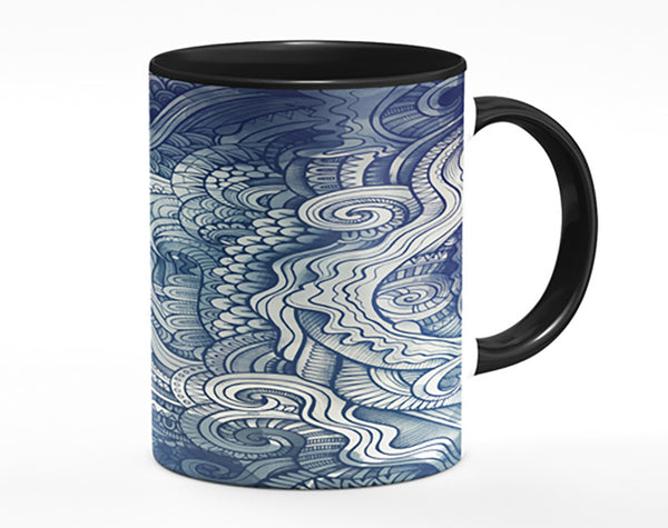 Ripples And Swirly Dots Blue Mug