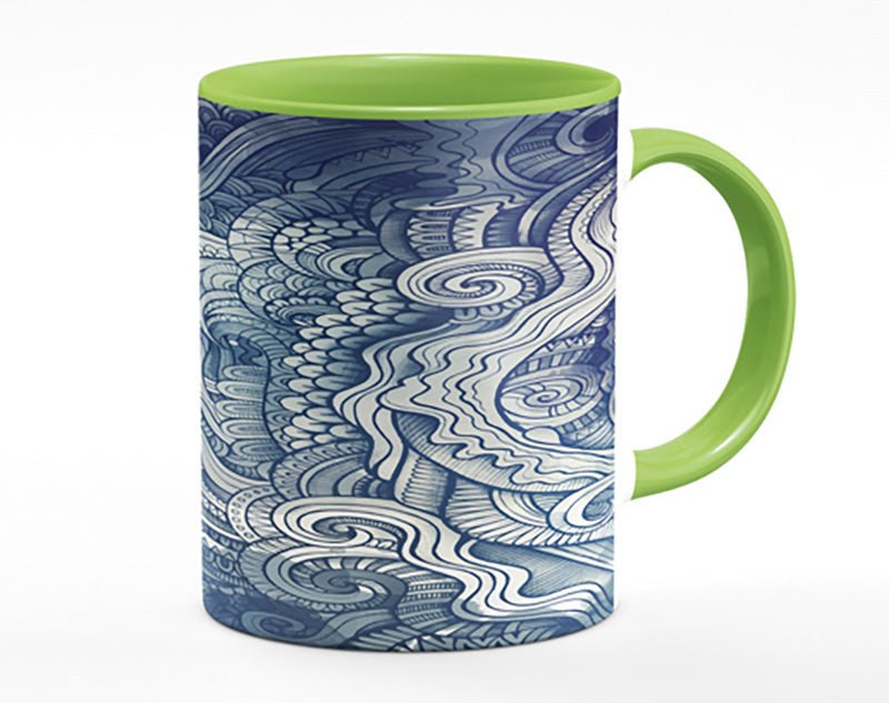 Ripples And Swirly Dots Blue Mug