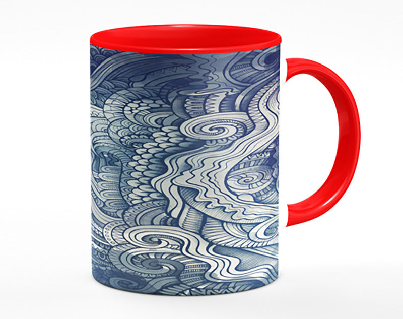 Ripples And Swirly Dots Blue Mug