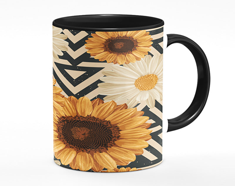 Summer Flowers On Abstract Mug