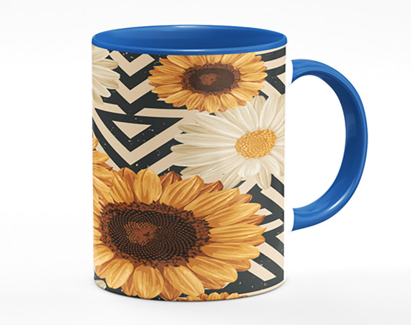 Summer Flowers On Abstract Mug