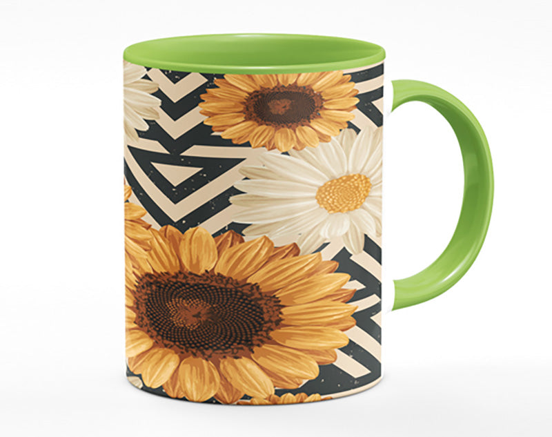 Summer Flowers On Abstract Mug