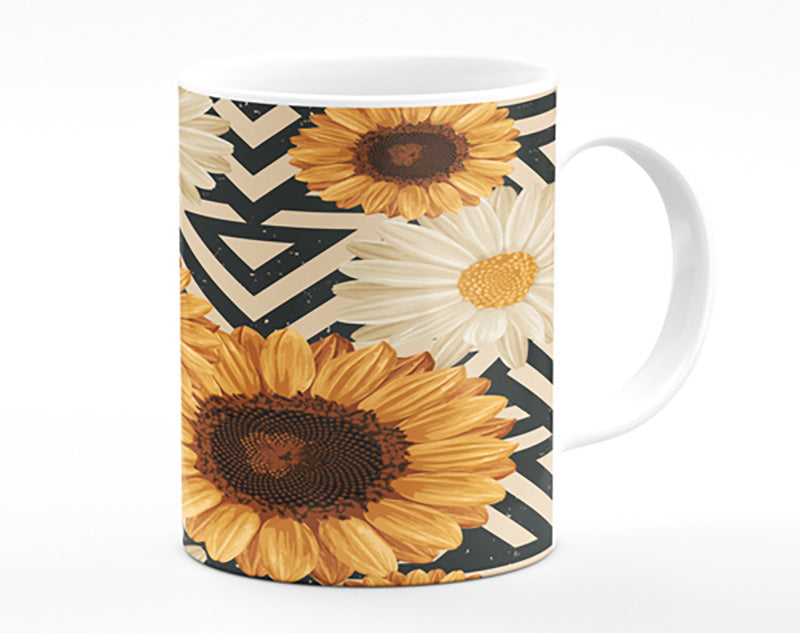 Summer Flowers On Abstract Mug