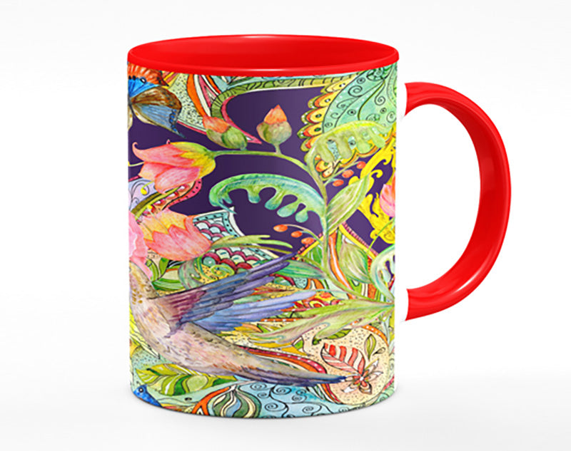 Hummingbird Flowers Dark Mug