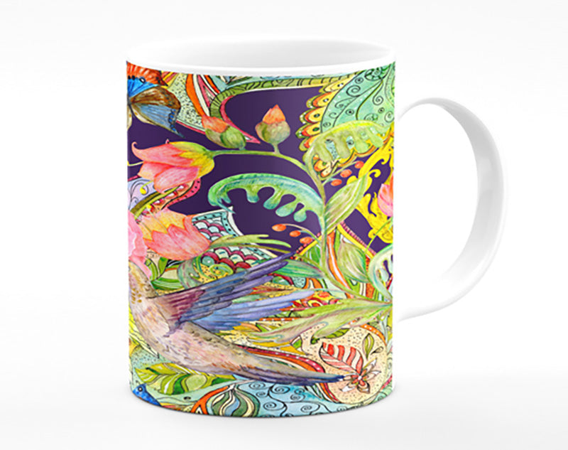 Hummingbird Flowers Dark Mug