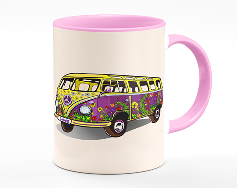 Flower Power VW Camper Van Mug