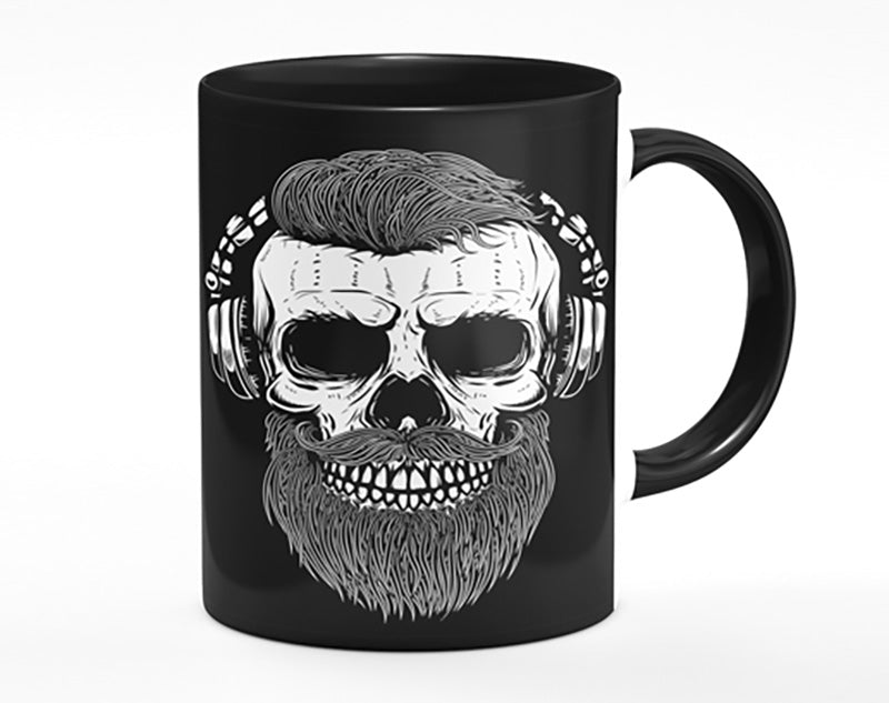 Dj Headphones Skull Beard Mug