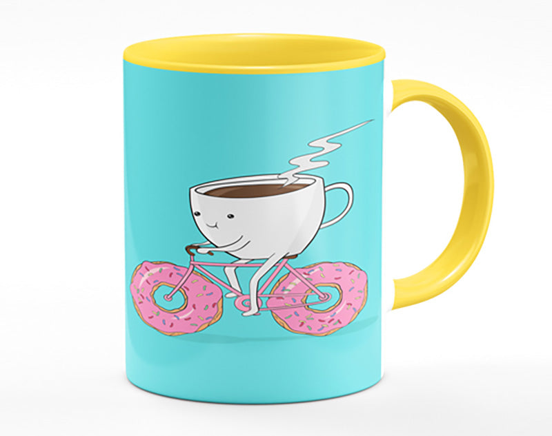 Coffee Riding A Donut Bicycle Mug