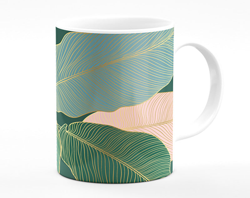 Palm Leaf Gold Lines Mug