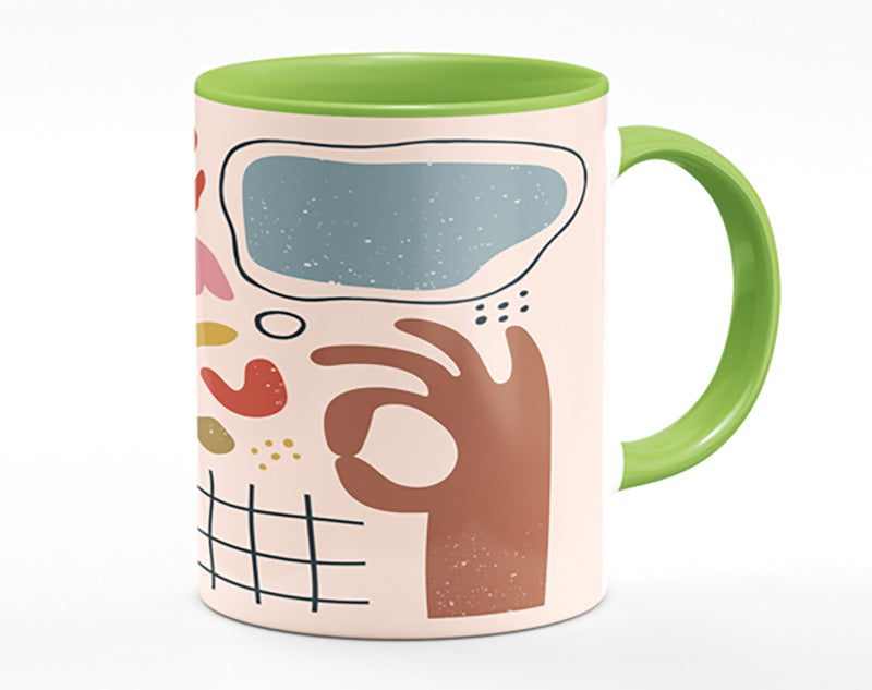 Mid Century Shapes And Faces Mug