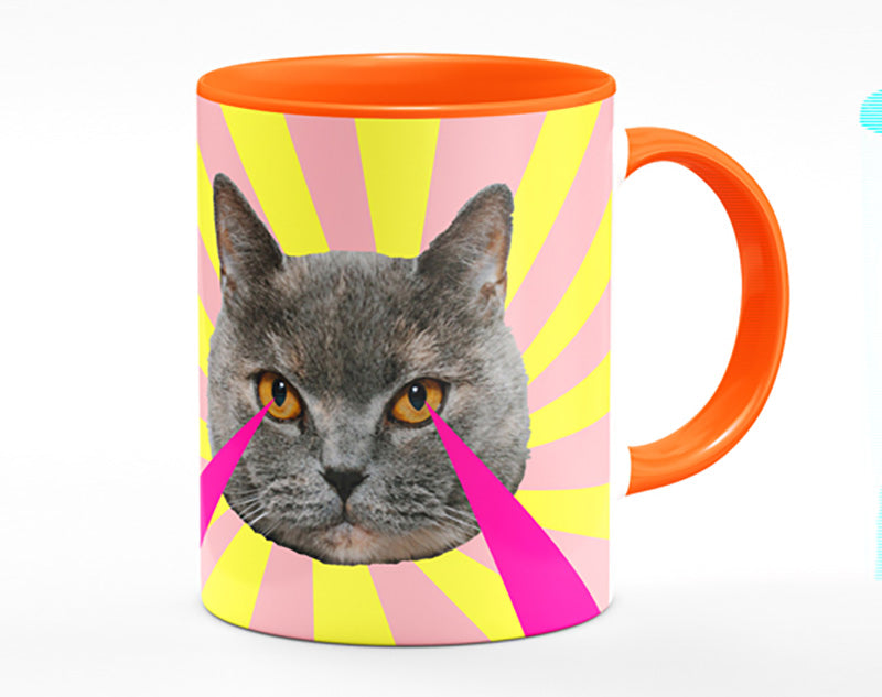 Cat Lazer Eyes Mug