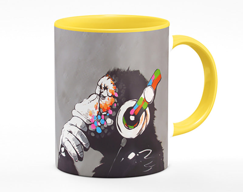 Chimp Headphones Thinking Mug