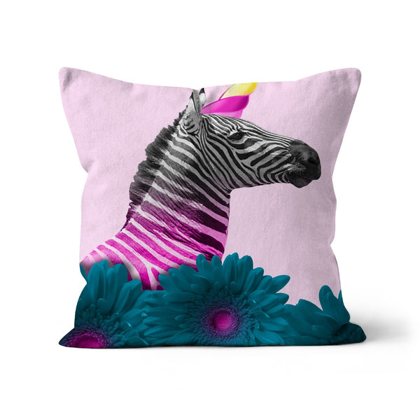 Zebracorn Flowers Modern Cushion